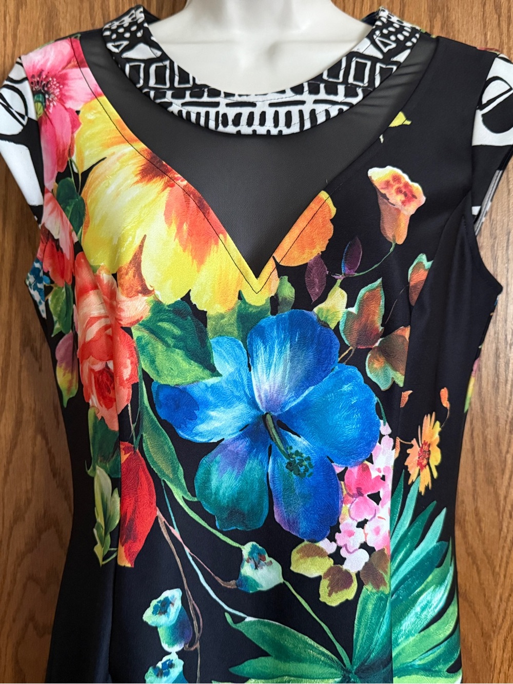 Joseph Ribkoff Tropical Floral Print Dress Cap Sleeves #181710 Women's Size 10 - Picture 2 of 13